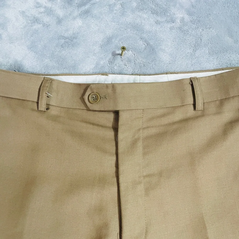 Giorgio Fiorelli Dress Pants Mens 38x29 Tan Khaki Good Flat Front Slacks